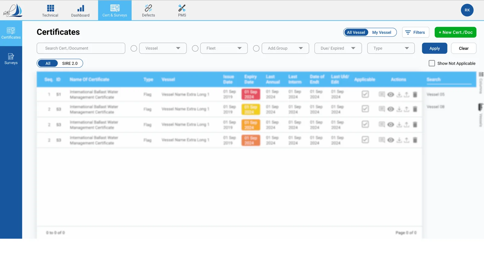 Technical screen