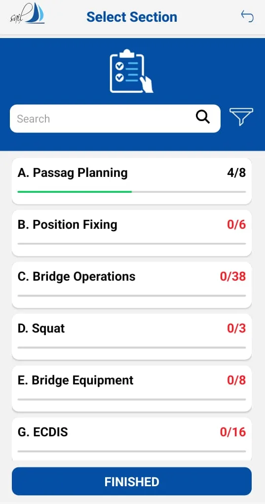 SAIL mobile — select section